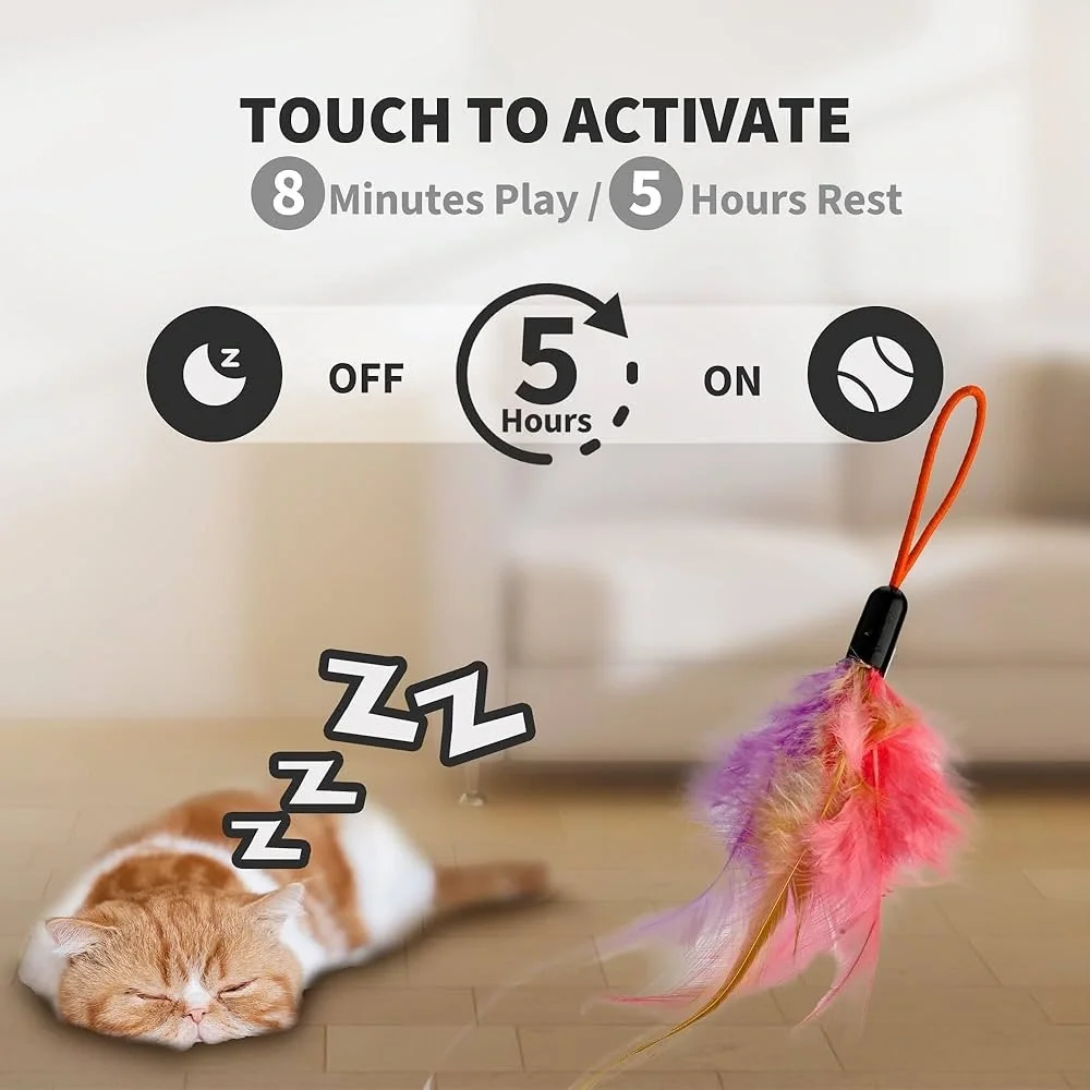 Interactive Cat Toy with Rainbow Ribbon